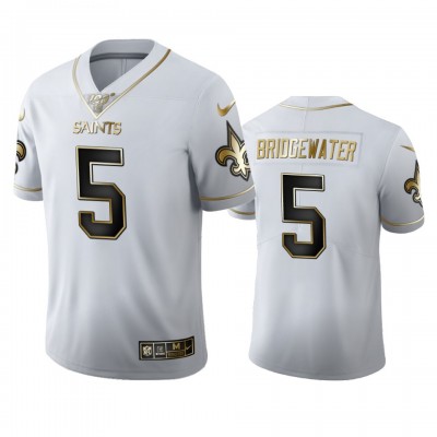 New Orleans Saints #5 Teddy Bridgewater Men's Nike White Golden Edition Vapor Limited NFL 100 Jersey Men's